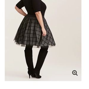 Plaid print Mesh Tulle skirt